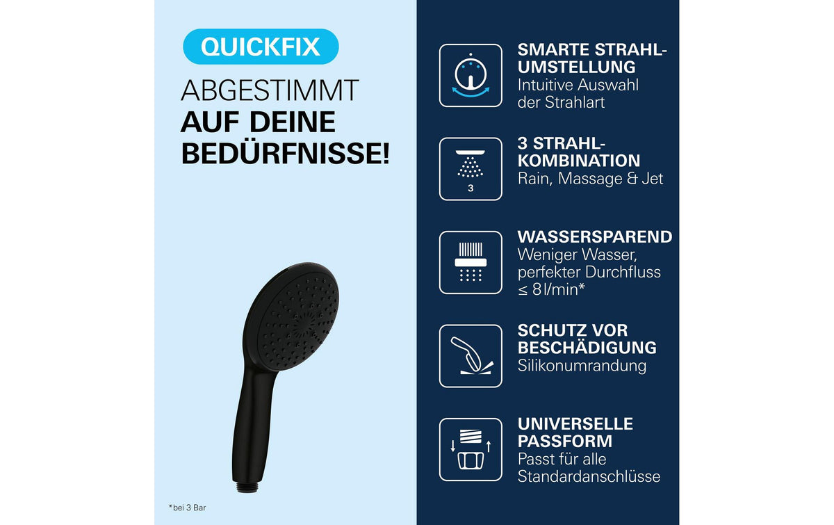 Grohe Handbrause Vitalio Start 110 – 11 cm, Metall, Schwarz matt