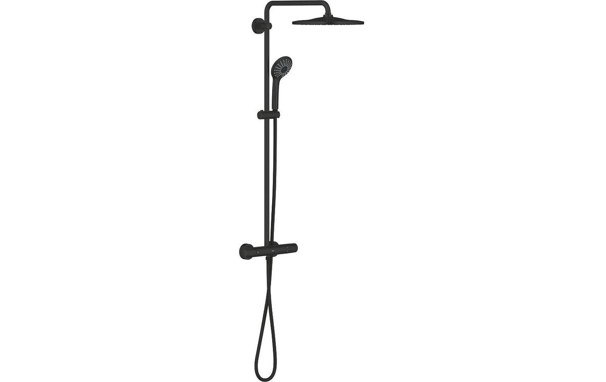 Grohe Duschsystem Vitalio Joy 310 – 113 cm, Messing, Aufputz-Thermostat, Schwarz