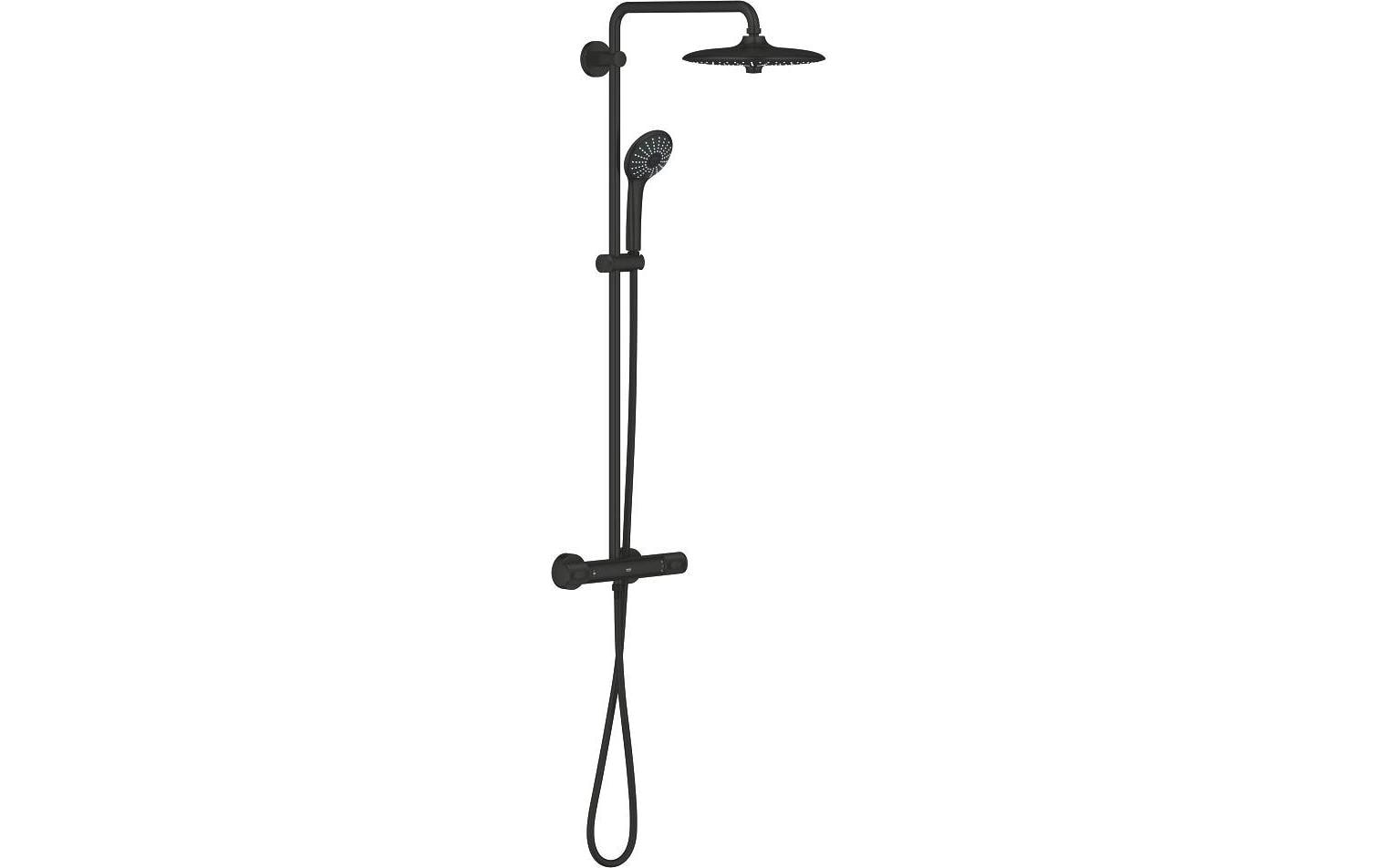 Grohe Duschsystem Vitalio Joy 260 – Schlauch 175 cm, Messing, Thermostat, Schwarz