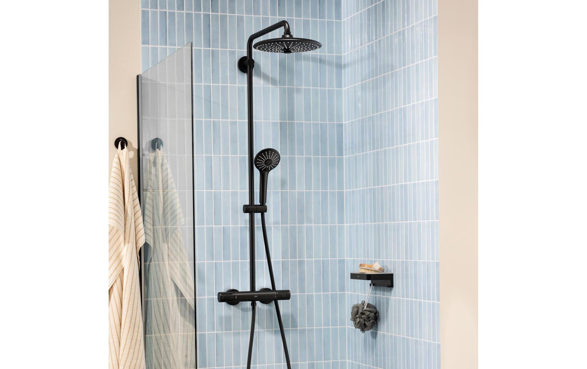 Grohe Duschsystem Vitalio Joy 260 – Schlauch 175 cm, Messing, Thermostat, Schwarz