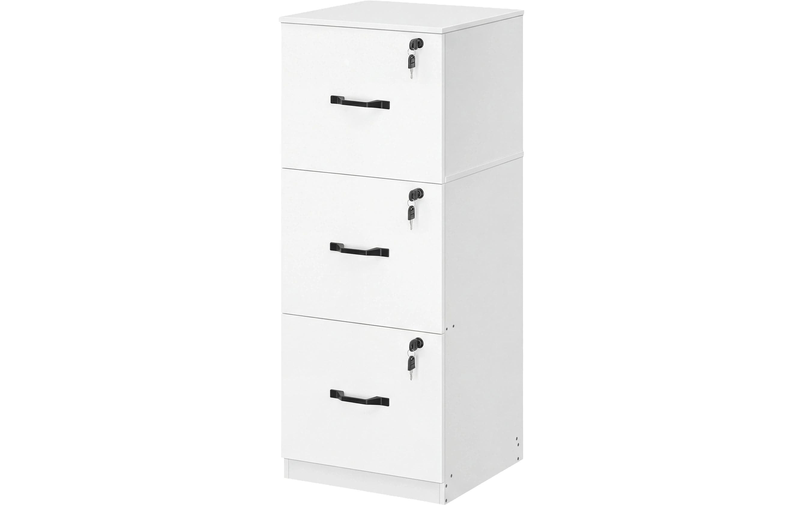 Vasagle Aktenschrank – 3 Schubladen, abschliessbar, 410 × 400 × 1030 mm, Weiss