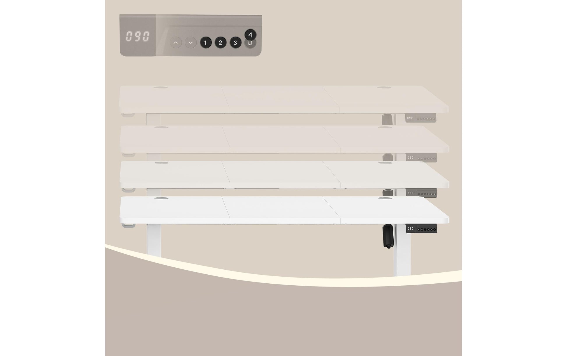 Vasagle Höhenverstellbarer Tisch, 140 × 60 cm, 72–120 cm, 70 kg, Weiss, Kunststoff