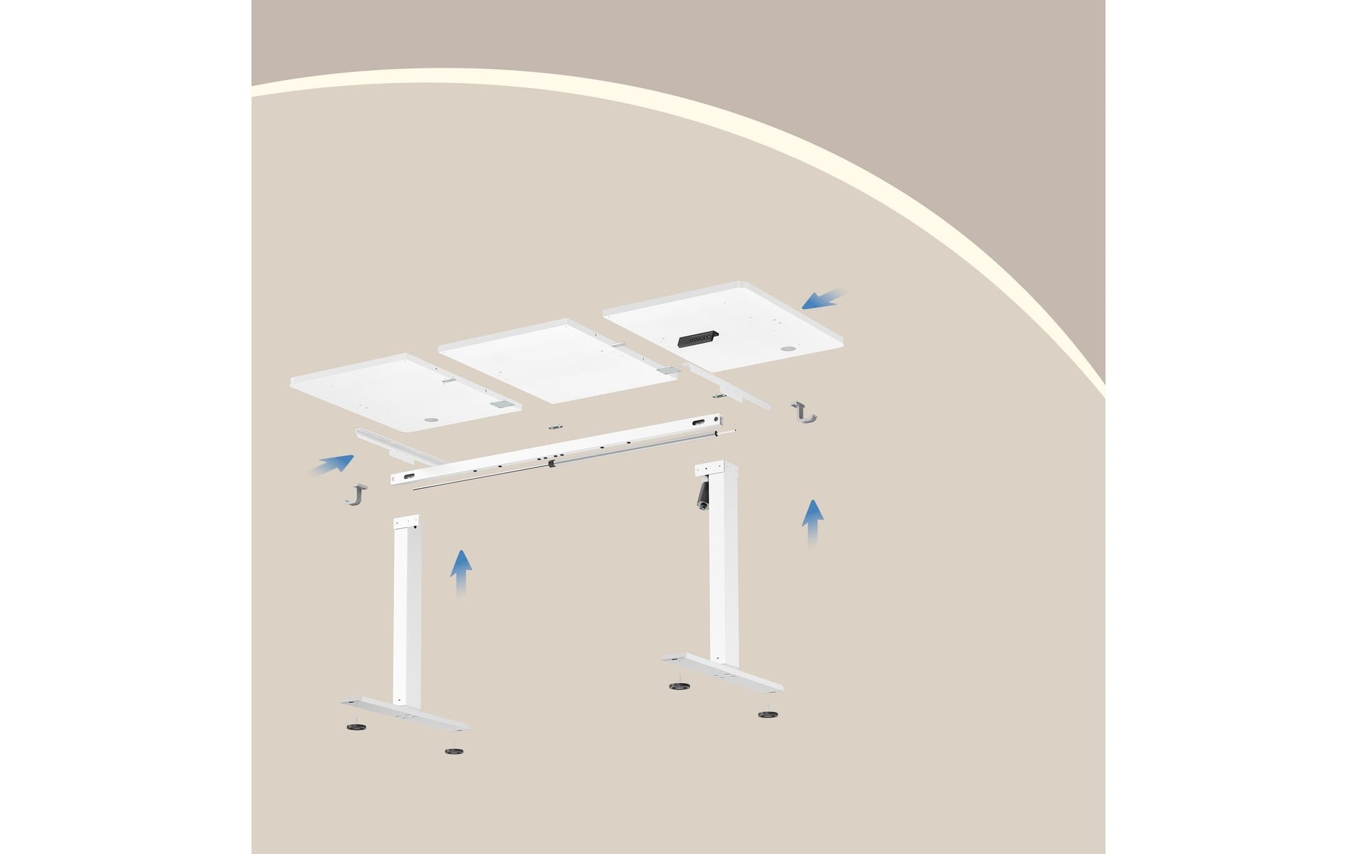 Vasagle Höhenverstellbarer Tisch, 140 × 60 cm, 72–120 cm, 70 kg, Weiss, Kunststoff