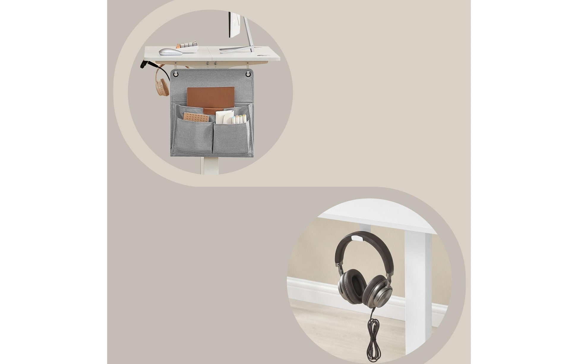 Songmics Höhenverstellbarer Tisch, 160 × 70 cm, 72–120 cm, 70 kg, Weiss, Stahl