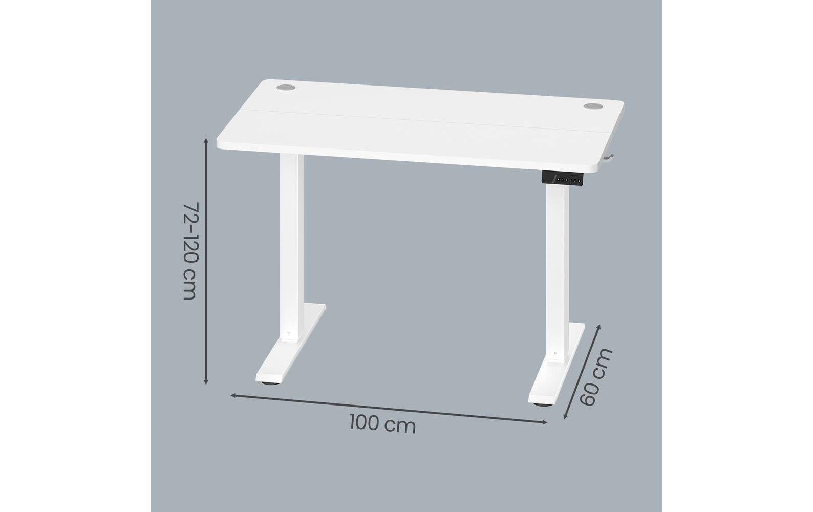 Vasagle Höhenverstellbarer Tisch, 100 × 60 cm, 72–120 cm, 70 kg, Weiss, Kunststoff