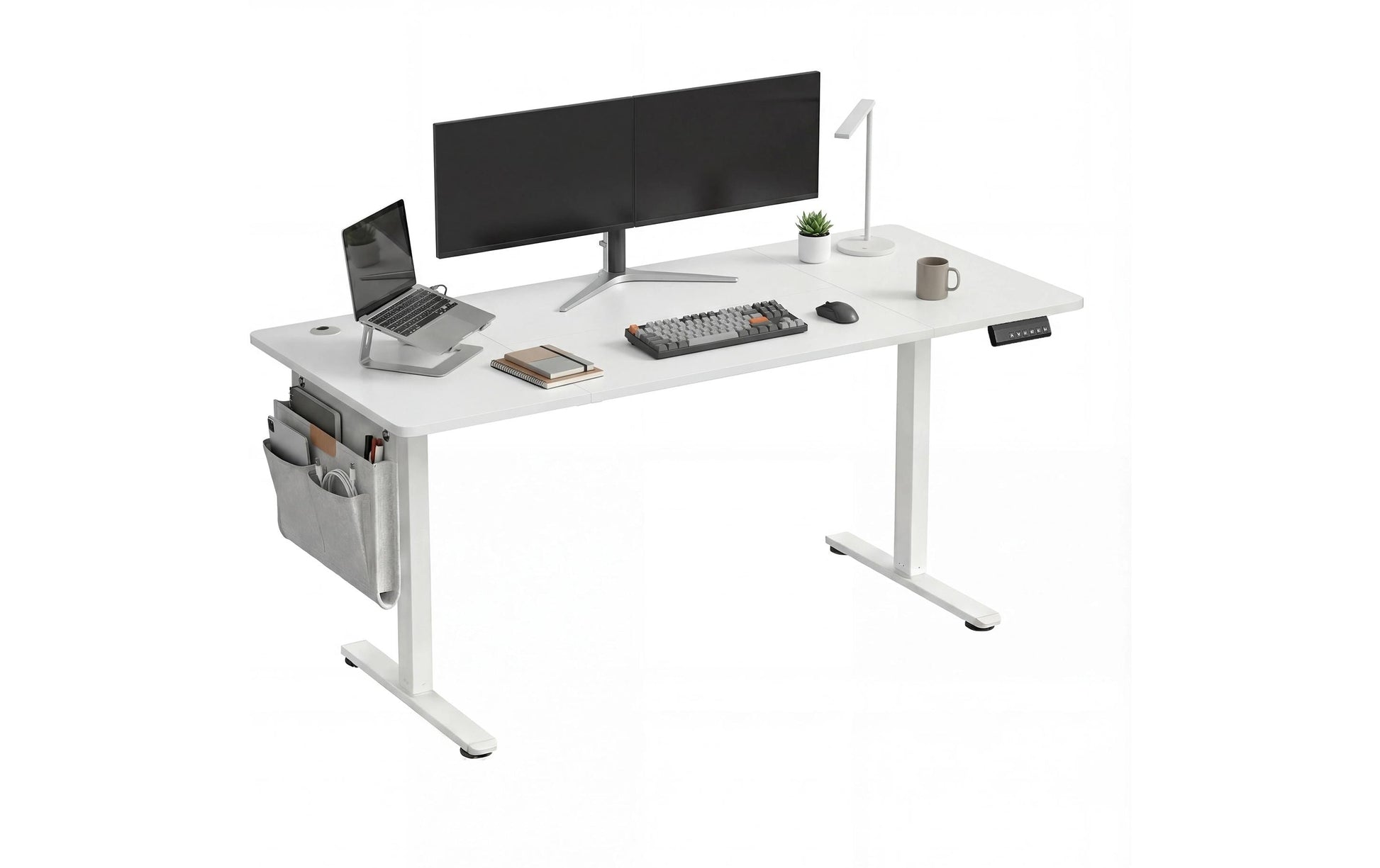 Songmics Höhenverstellbarer Tisch, 160 × 70 cm, 72–120 cm, 70 kg, Weiss, Stahl
