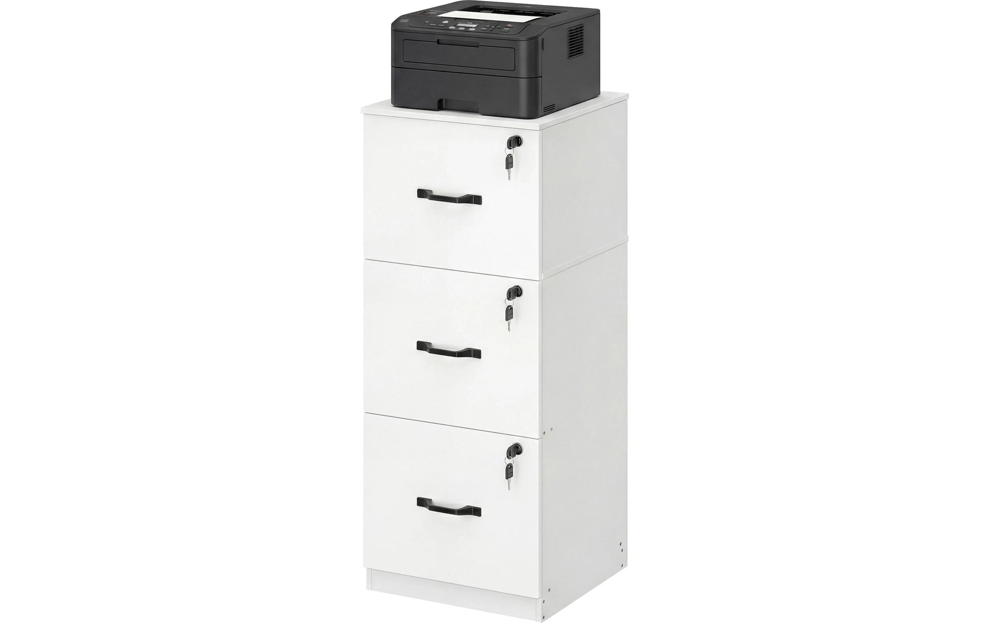 Vasagle Aktenschrank – 3 Schubladen, abschliessbar, 410 × 400 × 1030 mm, Weiss