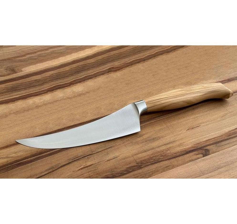 Wok Käsemesser-Set – Glatter Schliff, Edelstahl, Holzgriff, Braun