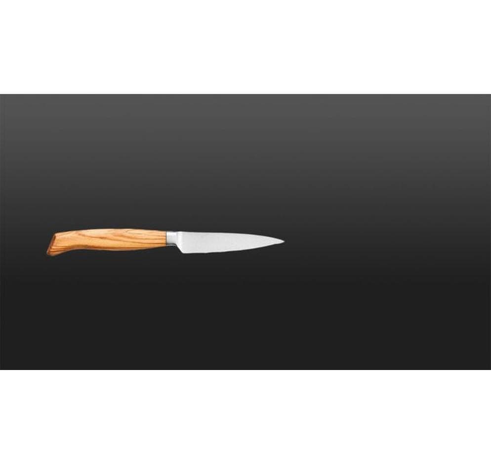 Wok Officemesser 9 cm, Edelstahl, Olivenholz, Hellbraun