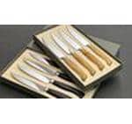 Wok Steakmesser – 4er-Set, 12 cm, Glatter Schliff, Edelstahl, Kunststoffgriff, Silber, spülmaschinenfest