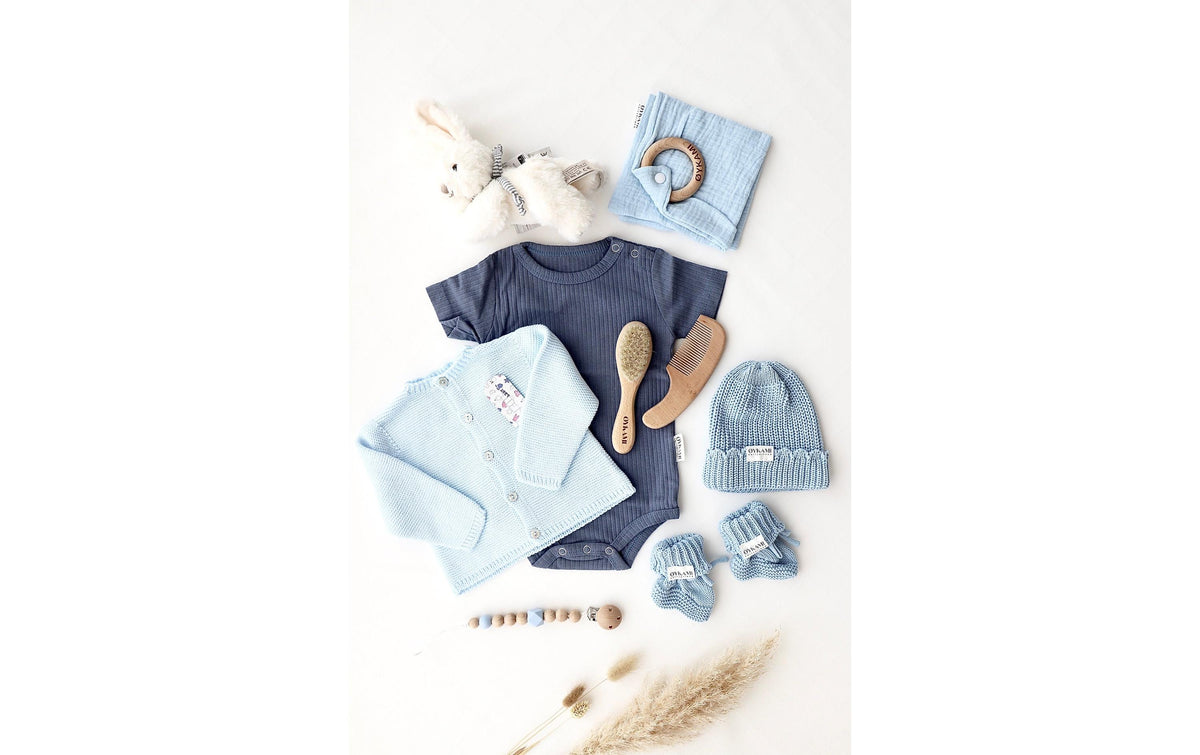 Oykami Geschenkbox – Baumwolle, Buche, Holz, Textil – Blau, Weiss