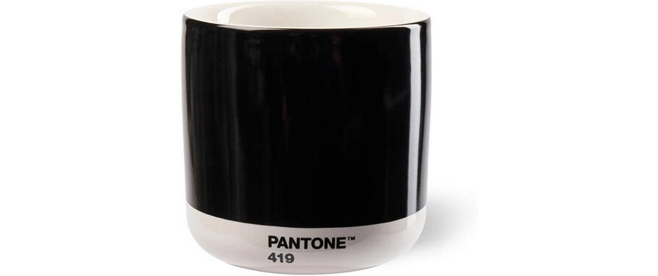 Pantone by copenhagen design Thermobecher Latte – 220 ml, Porzellan, Schwarz, Doppelwandig, Spülmaschinenfest