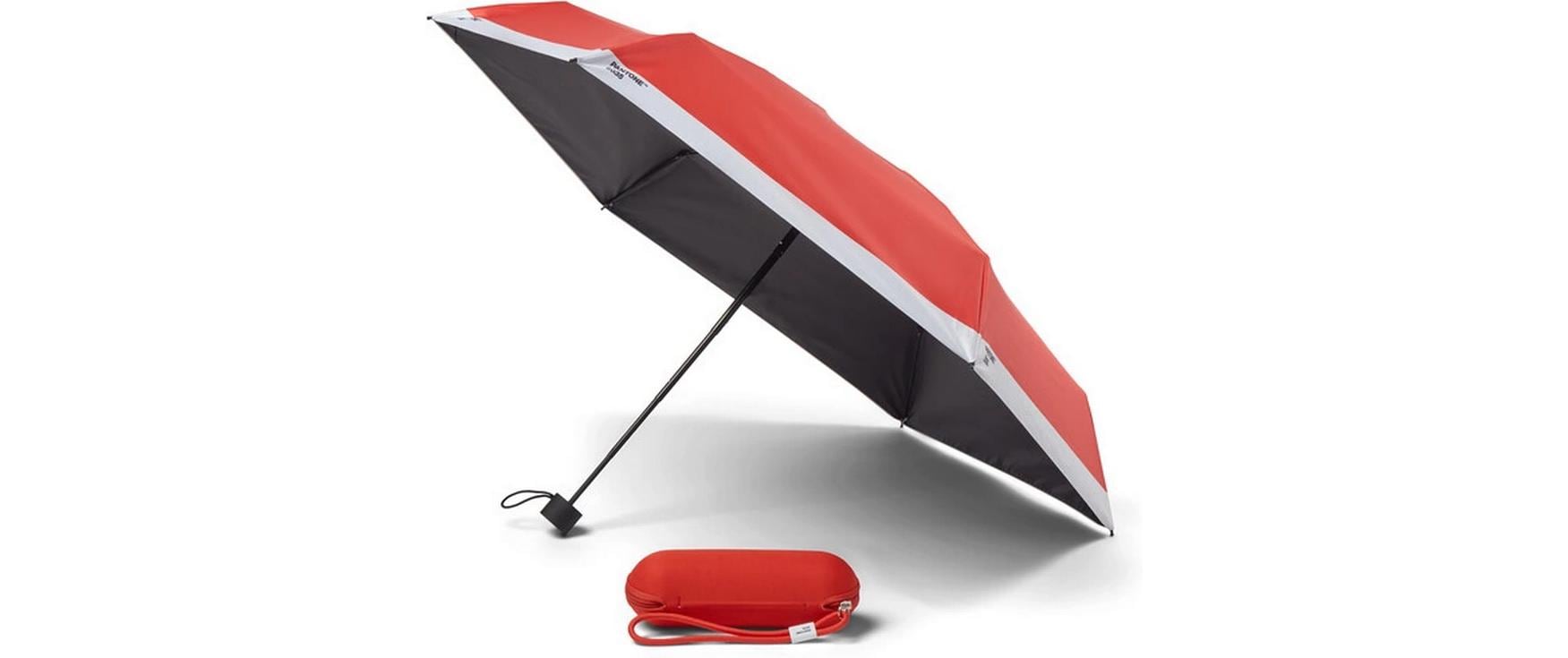 Pantone by copenhagen design Knirps Taschenschirm – Auf-/Zu-Automatik, Ø 90 cm, L 20 cm – Rot Pantone – Windfest