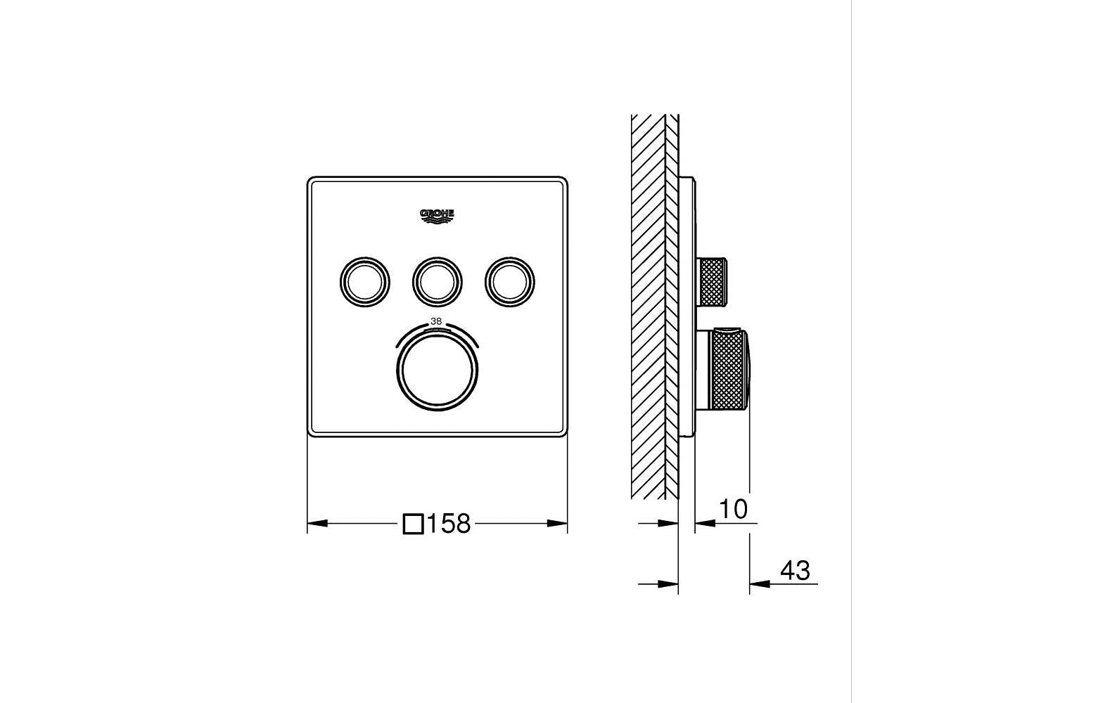 Grohe Grohtherm SmartControl Unterputz-Badebatterie – Metall, Thermostat, Schwarz