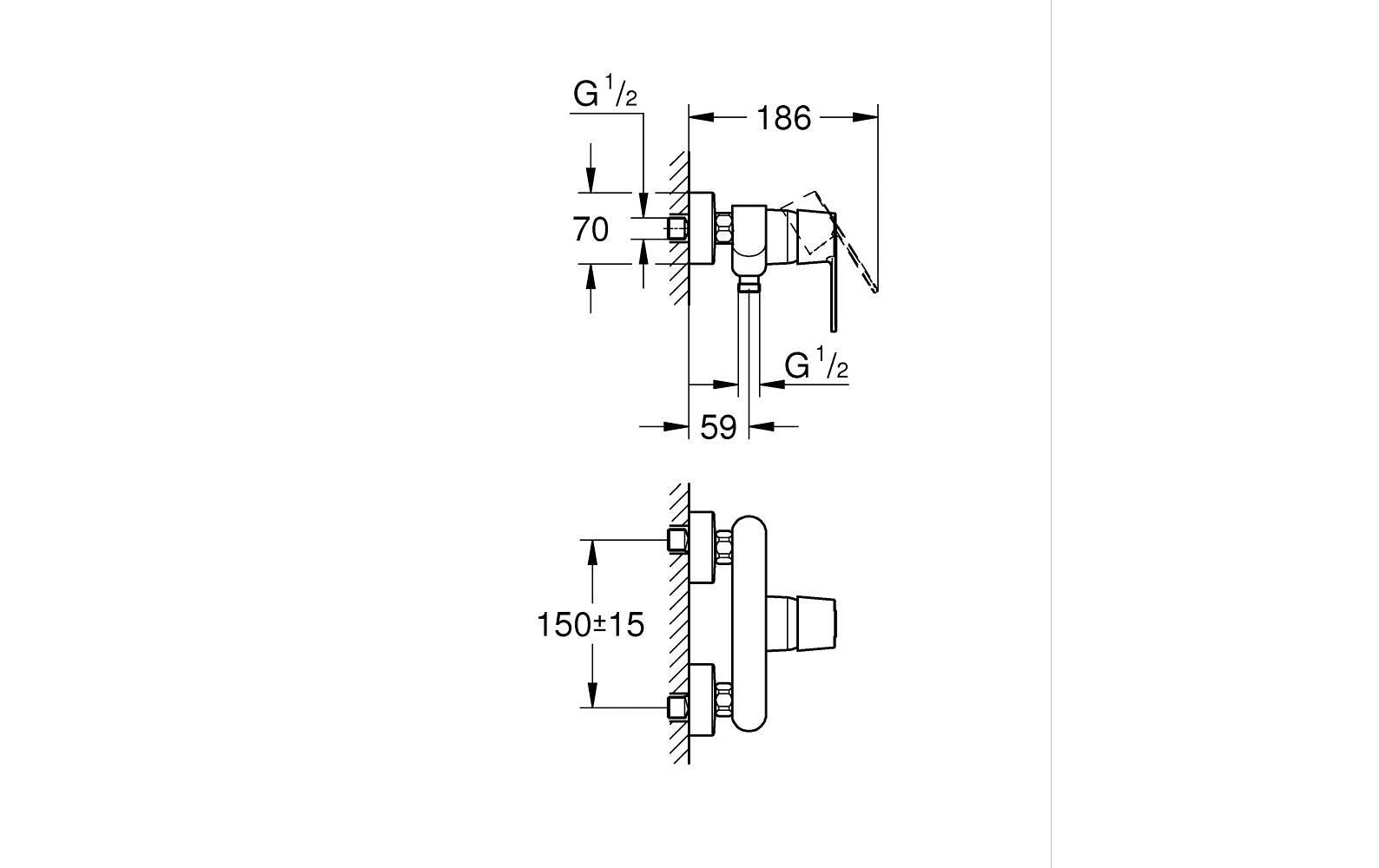 Grohe Einhebelmischer – 14×23×12 cm, Metall, Aufputz, Schwarz