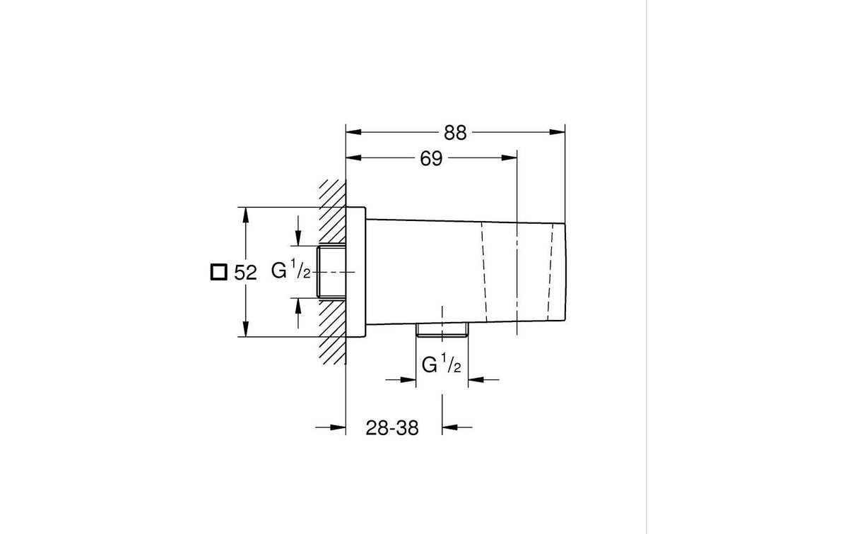 Grohe Badebatterie (Unterputz) Euphoria Cube – 1/2", Wandmontiert, Schwarz