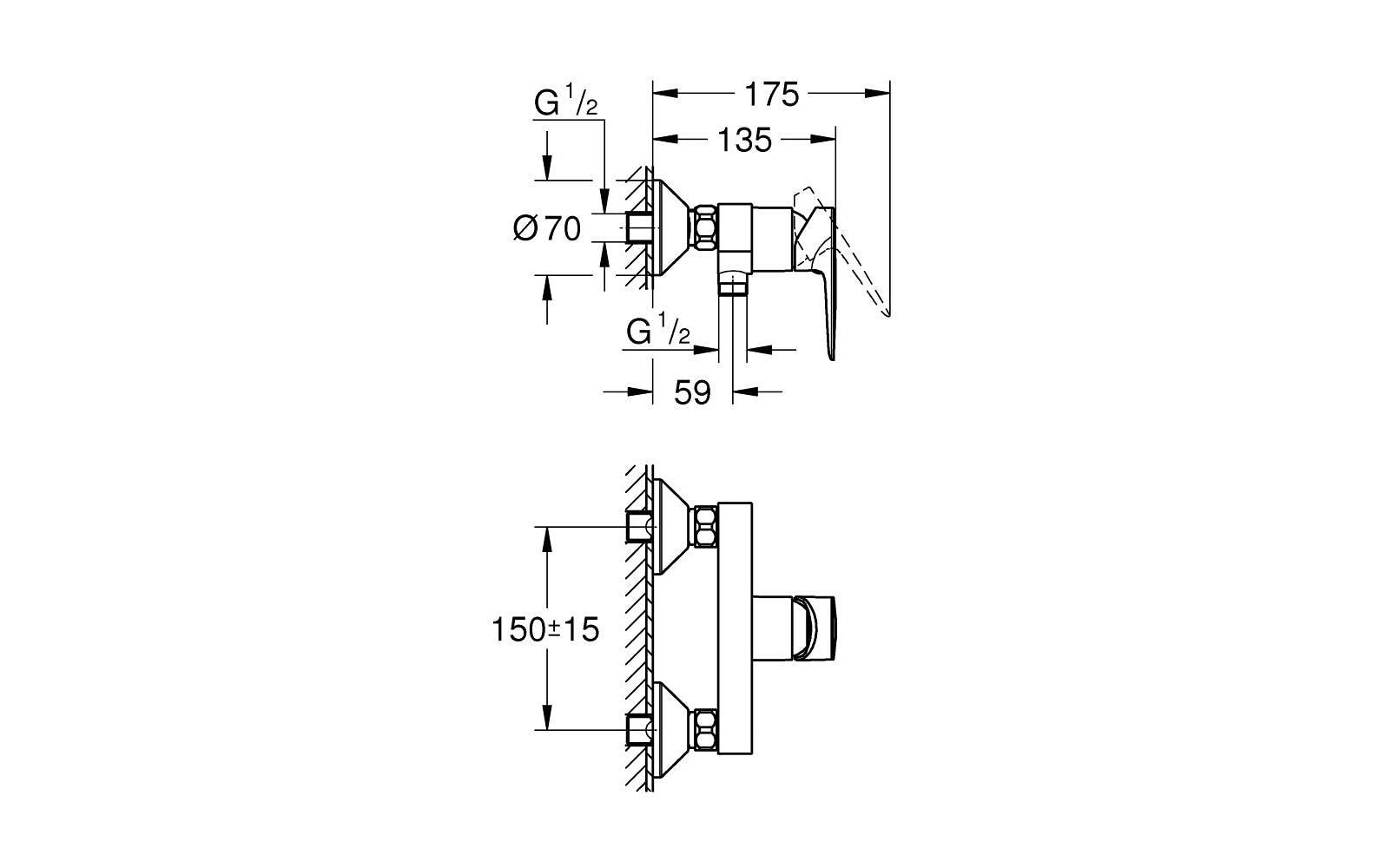 Grohe Badebatterie (Unterputz) Start Edge – Metall, Schwarz matt