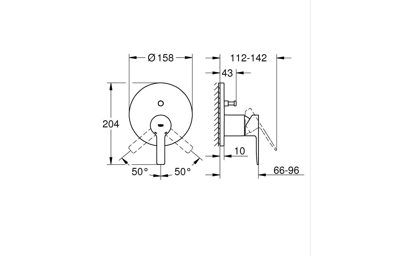 Grohe Lineare Badebatterie – Einhebelmischer, Metall, Schwarz
