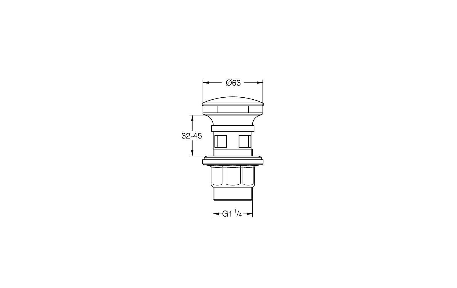 Grohe Push-Open Ablaufgarnitur – Ø6,3×8 cm, Messing, für Waschtische, Schwarz matt