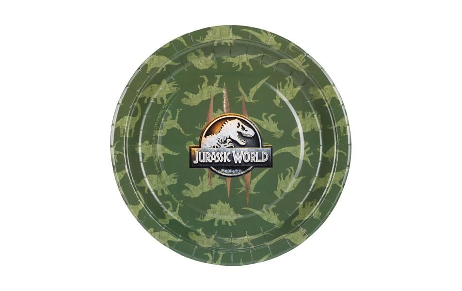 PartyDeco Jurassic World Teller, Papier, rund – Ø 23 cm, grün – 6 Stk.