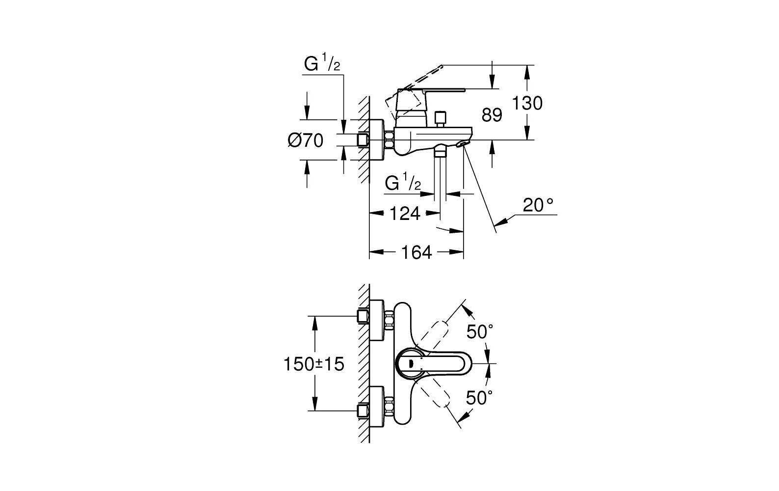 Grohe Einhebelmischer (Aufputz) – Metall, Schwarz