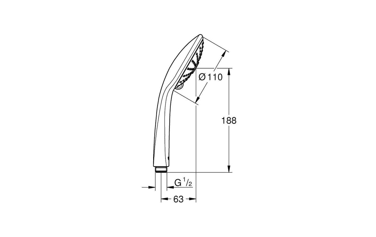 Grohe Handbrause Vitalio Joy 110 Massage – Ø11 cm, Metall, schwarz, für 1/2"-Anschluss