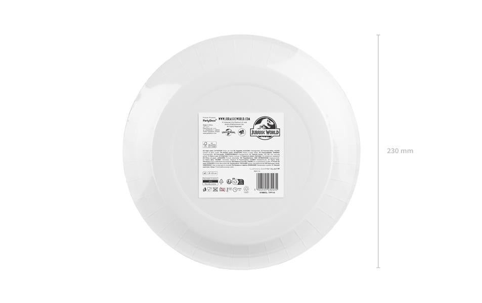 PartyDeco Jurassic World Teller, Papier, rund – Ø 23 cm, grün – 6 Stk.