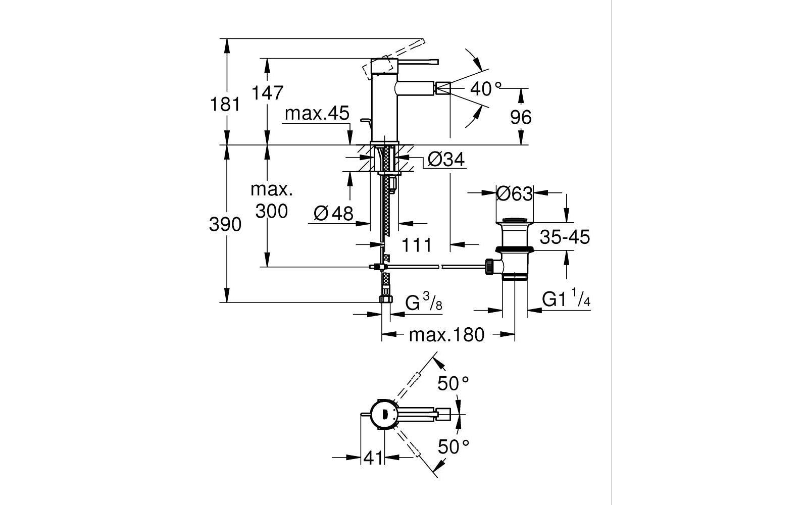 Grohe Essence Unterputz-Badebatterie – Einhebelmischer, Messing, Schwarz matt