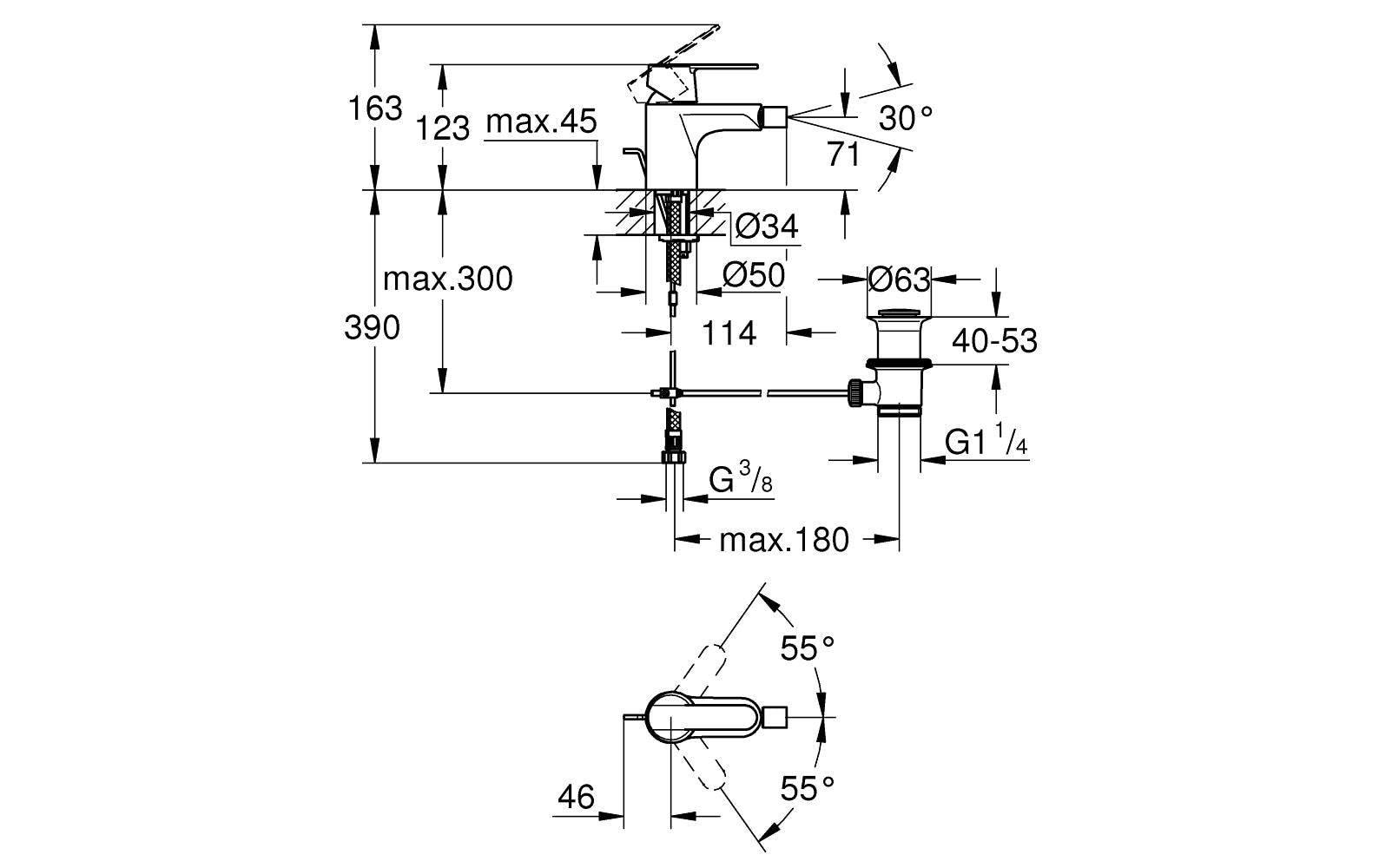 Grohe Badebatterie (Unterputz) – Einhebelmischer, Messing, Schwarz