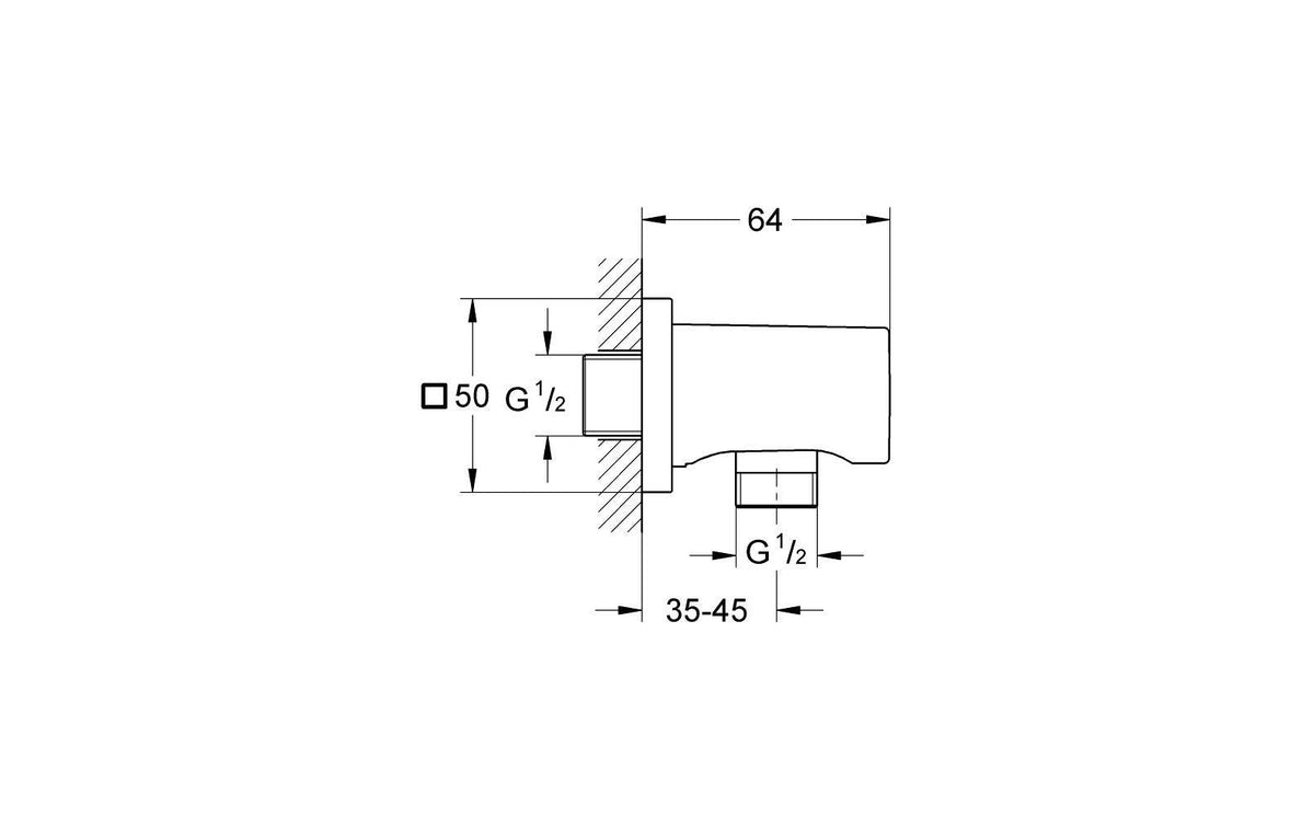 Grohe Wandanschluss Rainshower – 1/2", Stahl, Schwarz, für Handbrause