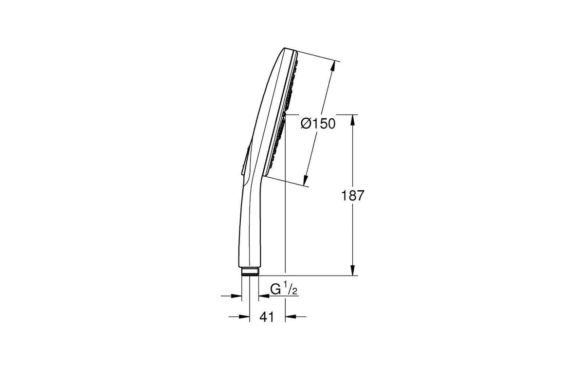 Grohe Handbrause Vitalio SmartActive 150 – 15 cm, Stahl, Schwarz