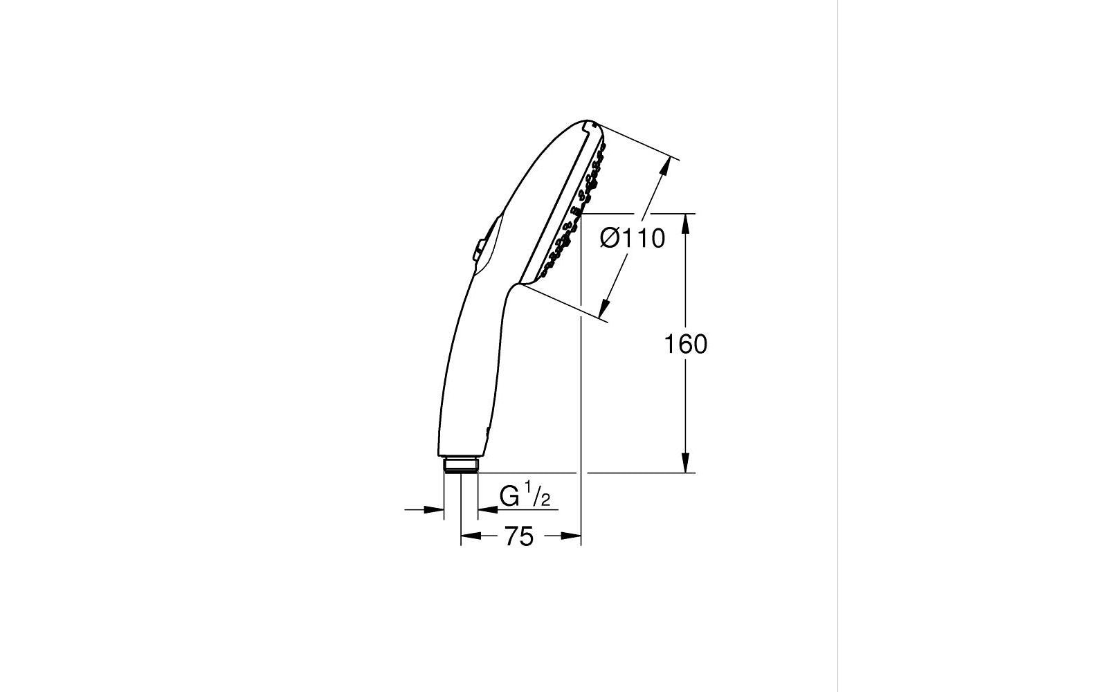 Grohe Handbrause Vitalio Start 110 – 11 cm, Metall, Schwarz matt