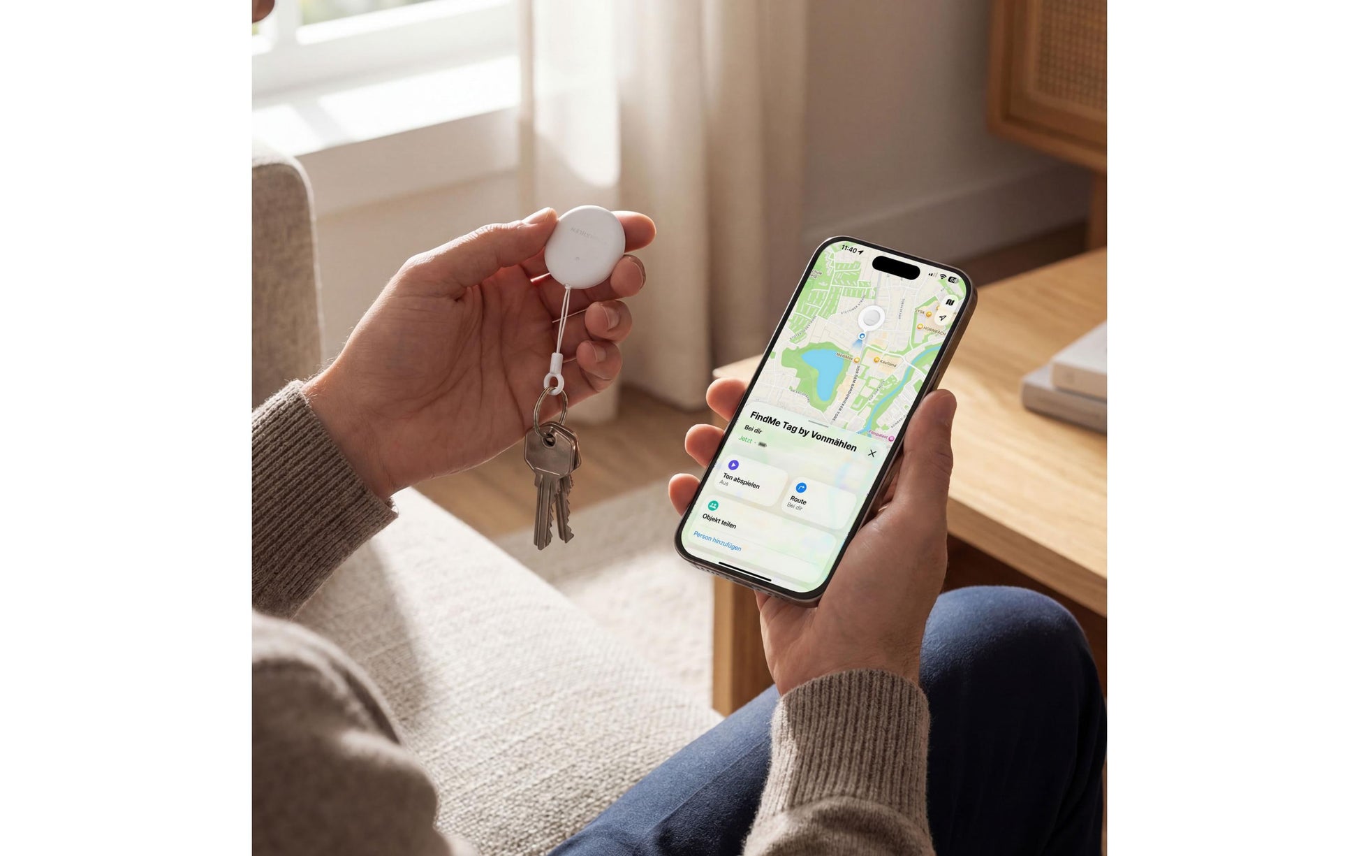 Vonmählen FindMe Tag – Weiss, für Android, iPhone