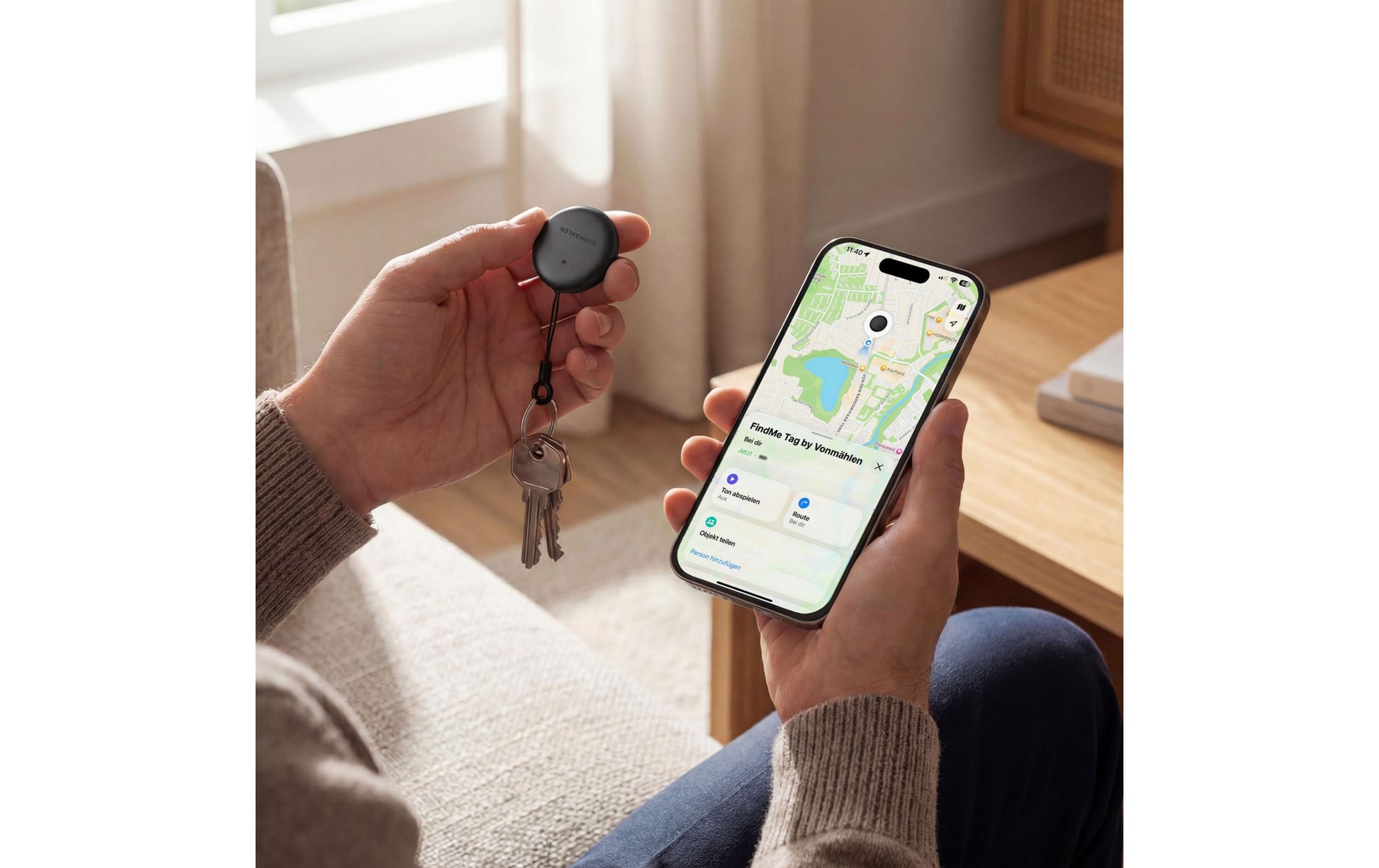 Vonmählen FindMe Tag – Schwarz, für iPhone, Android