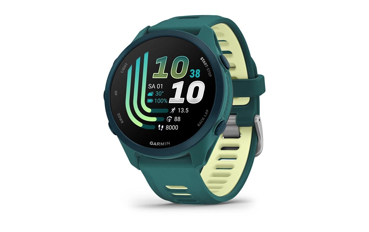 Garmin Forerunner 170 Music 43 mm GPS – Faserverstärktes Polymer, Teal Grün, 50 m, für Android, iPhone