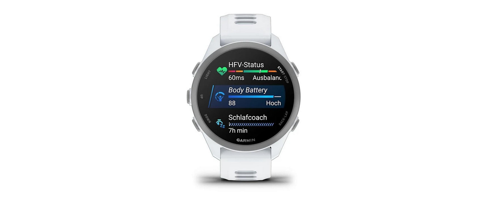 Garmin Forerunner 170 Music 43 mm GPS – Faserverstärktes Polymer, Weiss, 50 m, für Android, iOS