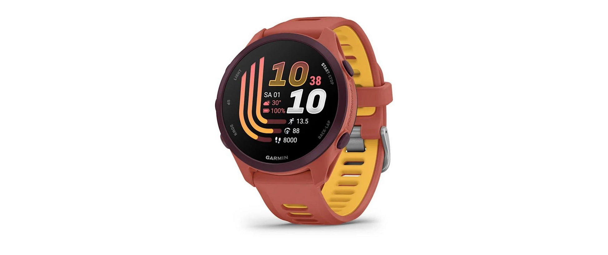Garmin Forerunner 170 Music 43 mm GPS – Faserverstärktes Polymer Orange, Sportarmband, Mango Rot, 50 m