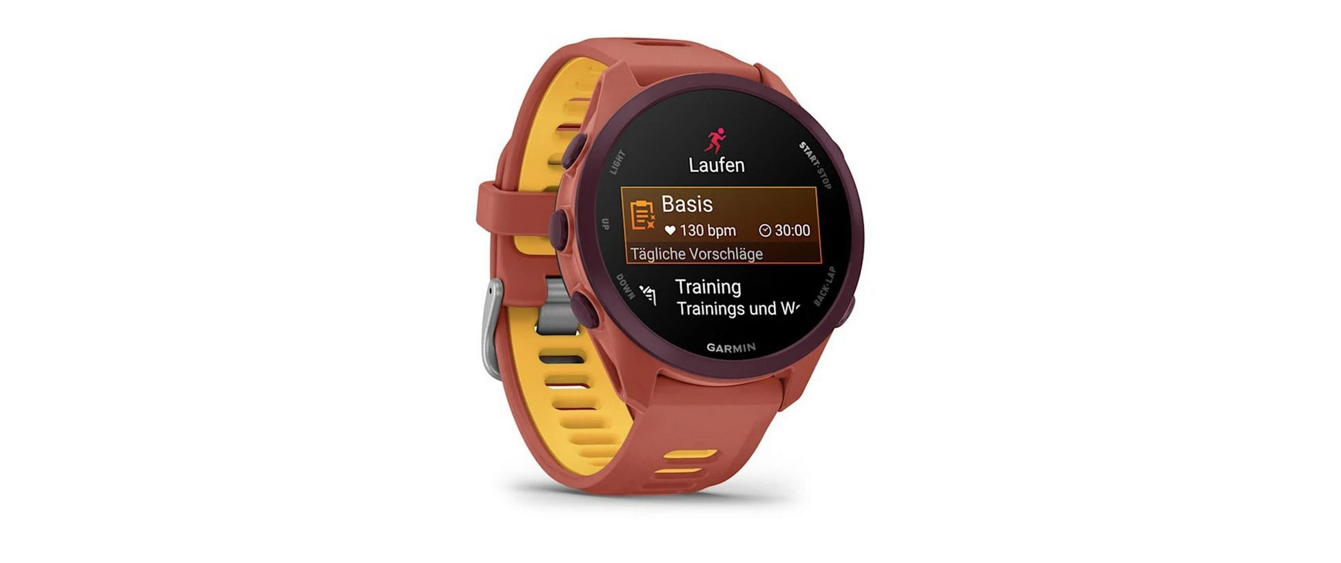 Garmin Forerunner 170 Music 43 mm GPS – Faserverstärktes Polymer Orange, Sportarmband, Mango Rot, 50 m