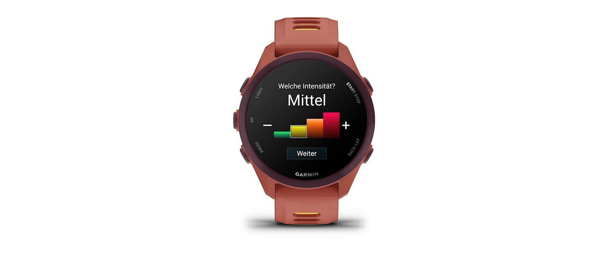 Garmin Forerunner 170 Music 43 mm GPS – Faserverstärktes Polymer Orange, Sportarmband, Mango Rot, 50 m