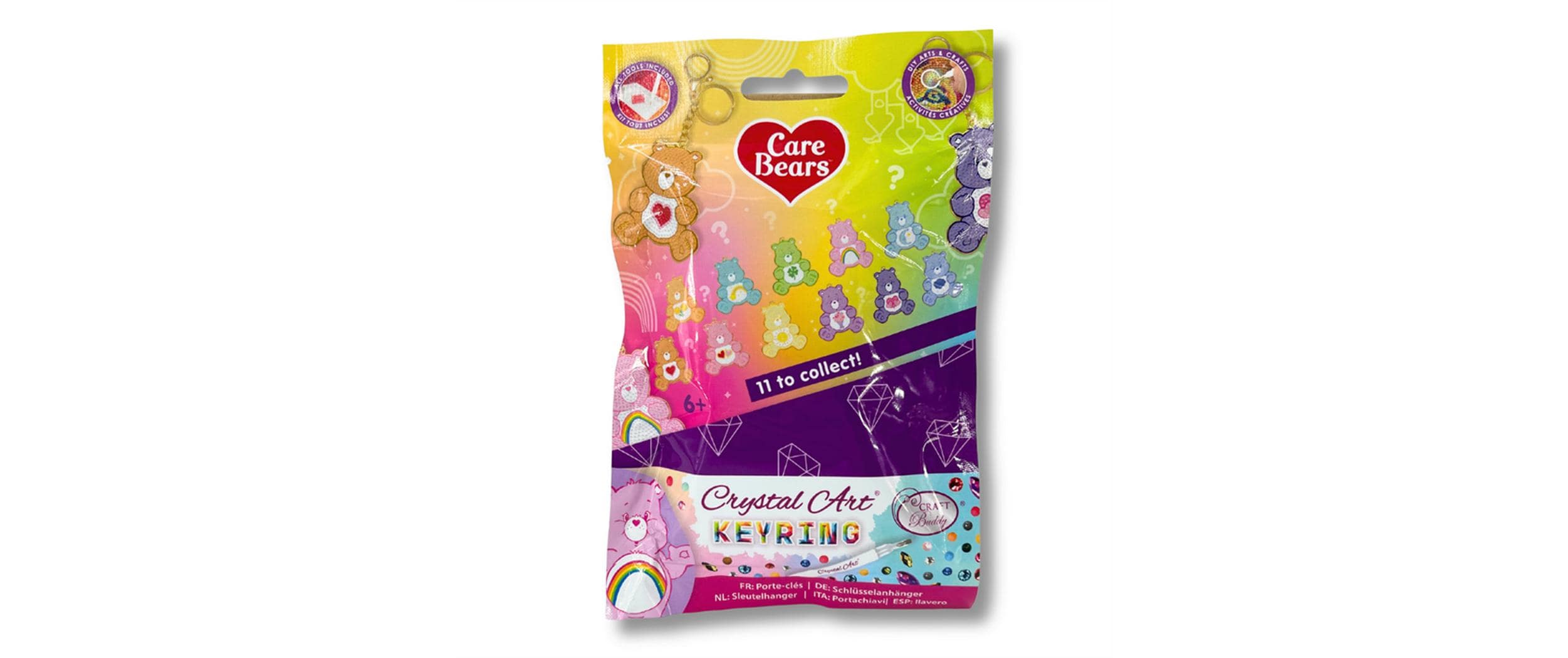 CRAFT Buddy Crystal Art Care Bears Schlüsselanhänger – Blind Bag, Metall, Sortiert