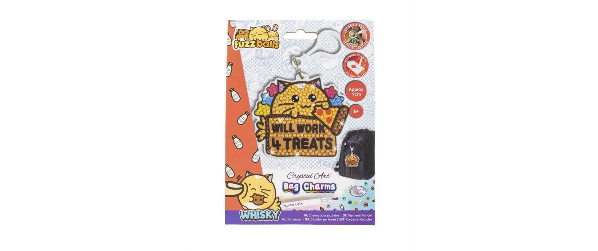 CRAFT Buddy Taschenanhänger Will Work 4 Treats Crystal – Mehrfarbig