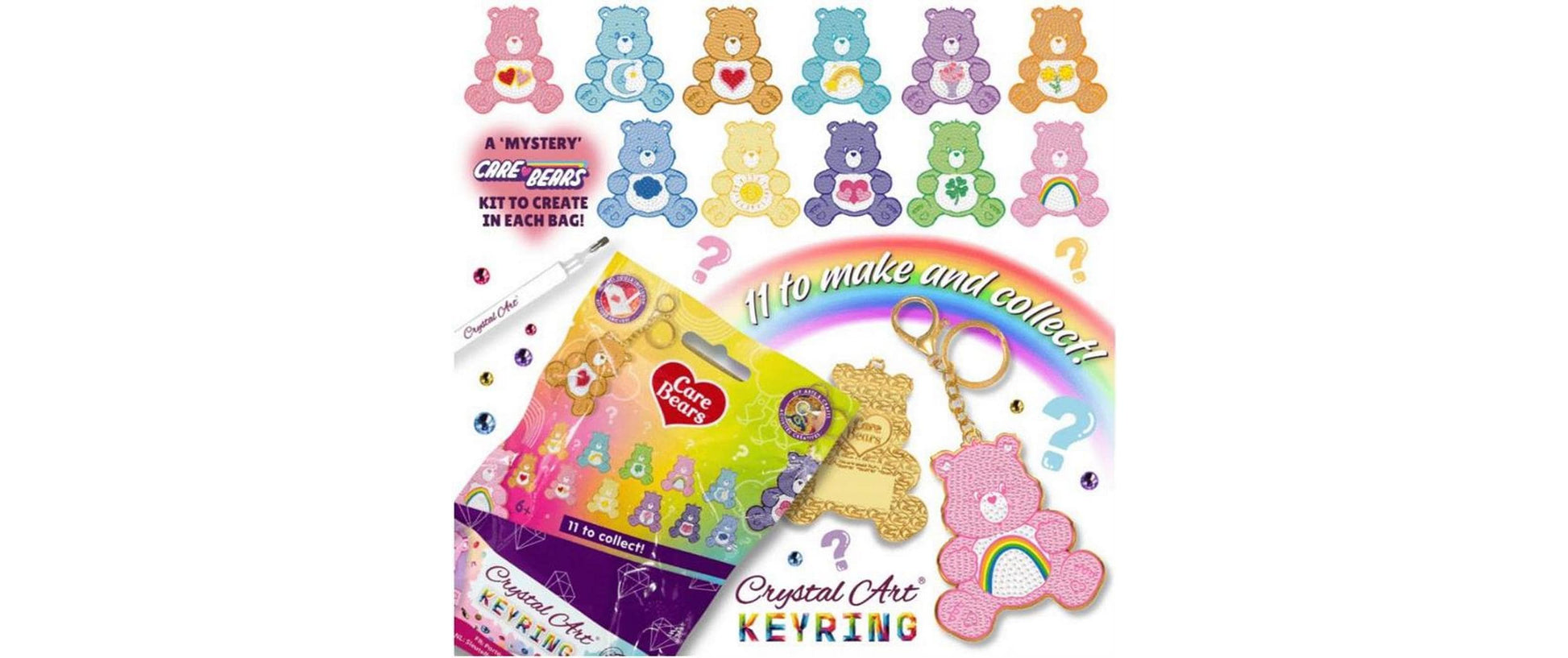 CRAFT Buddy Crystal Art Care Bears Schlüsselanhänger – Blind Bag, Metall, Sortiert