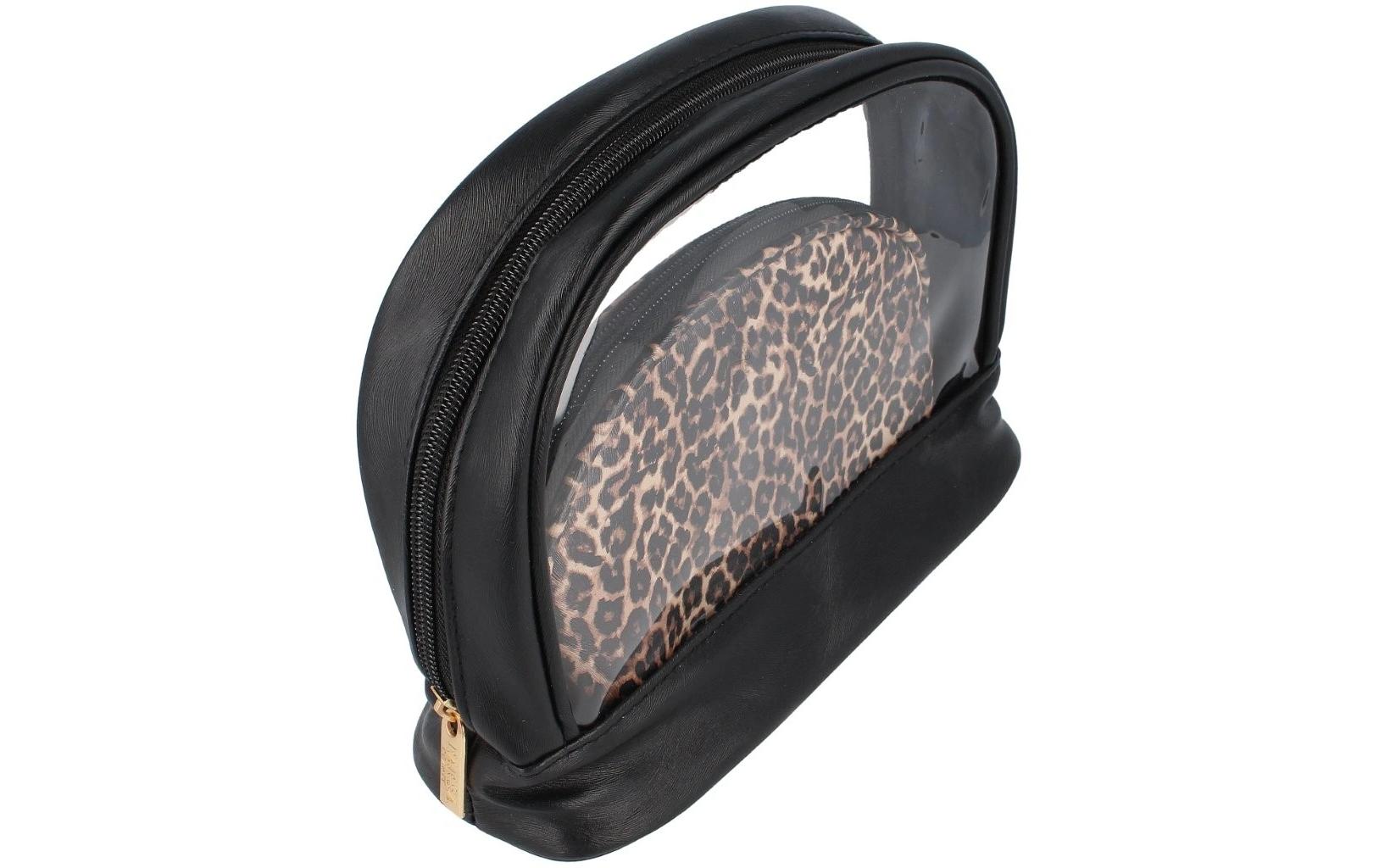 Parsa beauty Kulturtasche 2-in-1 Leo Print – 2 l, 21 × 12 × 8 cm – Schwarz – Zink