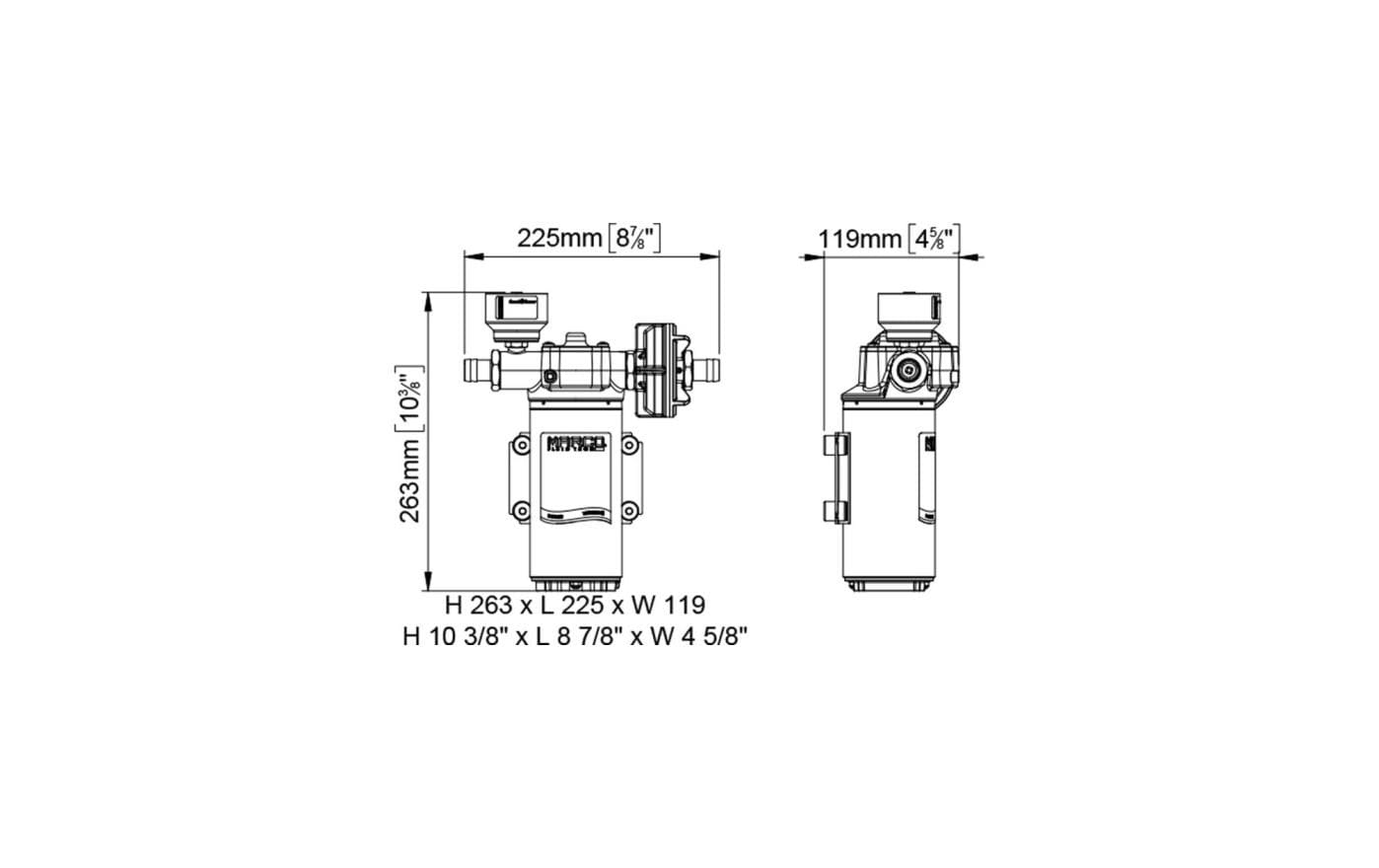 Marco Elektronische Süsswasserpumpe UP14/E – 12/24 V, 46 l/min, 2,5 bar