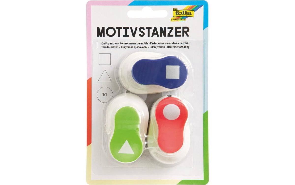 Folia Motivstanzer, Dreieck, Kreis, Quadrat, Ø 15 mm