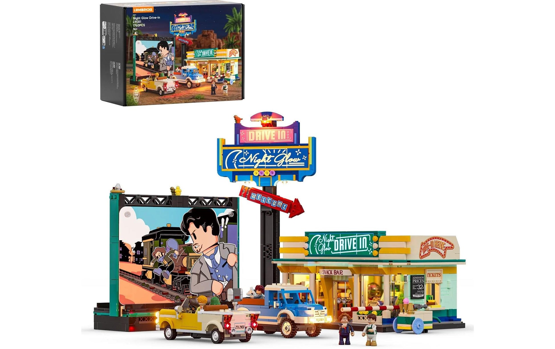 Lumibricks 3D Puzzle Night Glow Drive-in – 282 Teile – ab 16 Jahren – Kunststoff – mehrfarbig