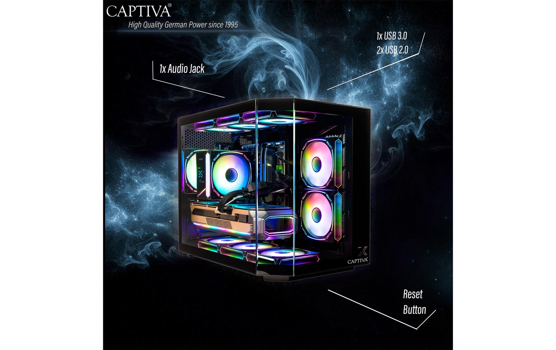 Captiva Entry Gaming Tower – AMD Ryzen 5 5500, 32 GB RAM, 1 TB SSD, Windows 11 Home