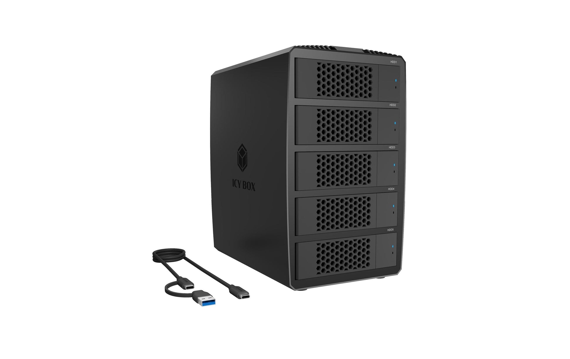 RaidSonic ICY BOX IB-RD3705-CU3 – 5-Bay – für 2,5"/3,5" HDD/SSD, SATA, USB-C