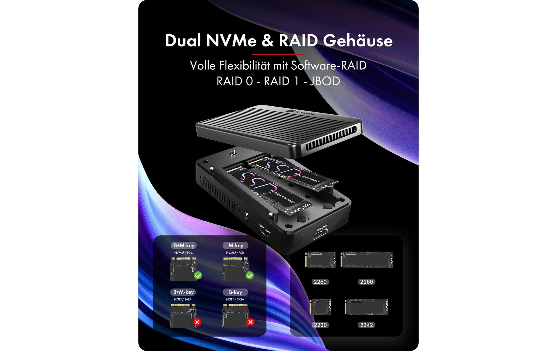 RaidSonic ICY BOX IB-RD2818DK-40G Dockingstation – Thunderbolt 3/4, 1× HDMI, 1× USB-A, 1× USB-C, 100 W PD