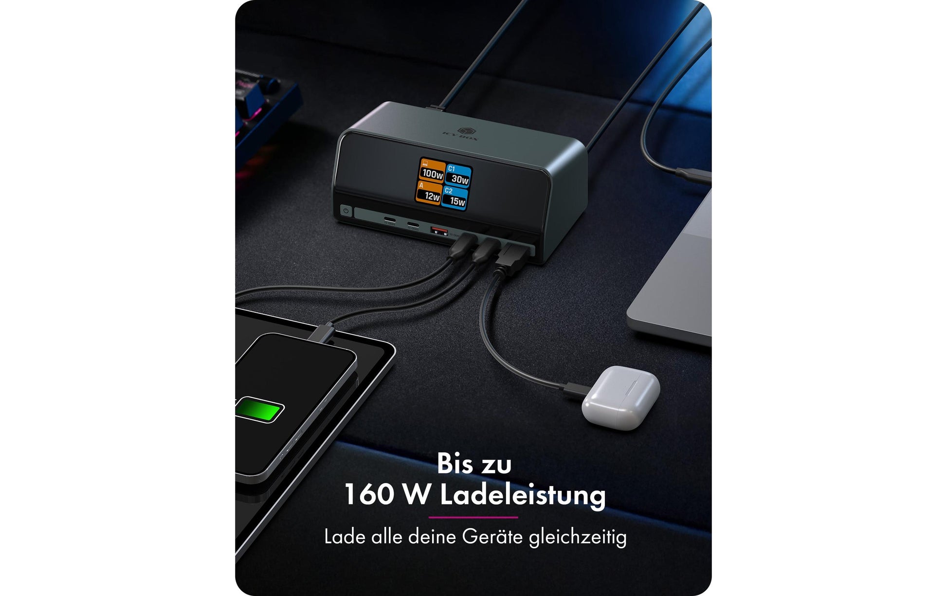 RaidSonic ICY BOX IB-DK2300-CH Dockingstation – USB-C, 2× HDMI, 6× USB (1× USB 2.0), 160 W PD, GbE